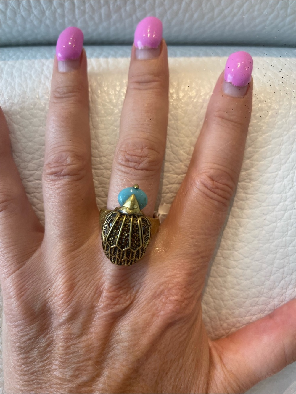 RARE Kurt Geiger London Turquoise Crystal Eagle Statement Ring With Box
